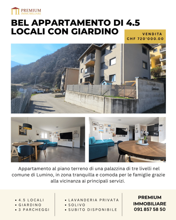 APPARTAMENTO DI 4.5 LOCALI CON GIARDINO