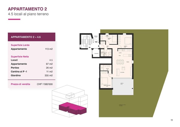 Residenza Kira - raffinierte 4.5-Zimmer-Wohnung mit großem privatem Garten in Giubiasco (TI) 4