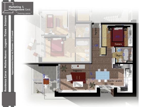 1.5 AMMOBILIATO con 2 TERRAZZE, AMPIO, MODERNO, SERVITISSIMO, RECENTE 12