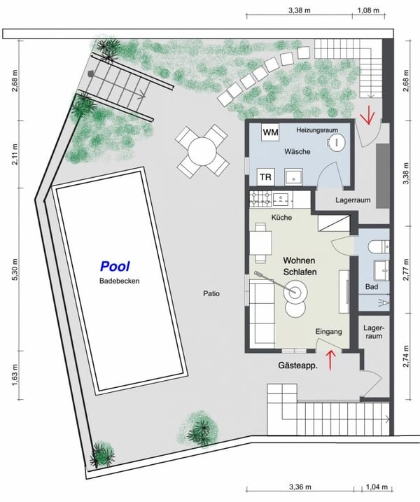 VERKAUFT !!! Charmantes Einfamilienhaus , mit Pool und mit separatem Gästestudio 20