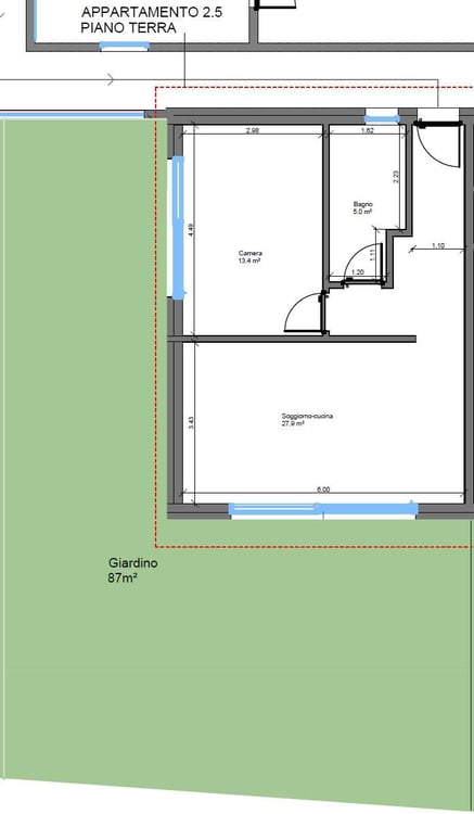 Moderno 2.5 locali con giardino privato, vista aperta e parcheggio inc 5