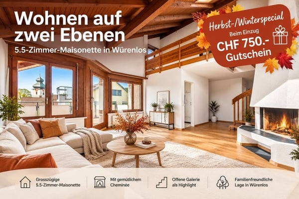 Wohnen auf zwei Ebenen: 5.5-Zimmer-Maisonette mit Cheminée 1