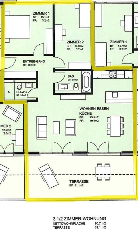 Wir vermieten eine 3.5 Zimmer-Attikawohnung mit Sicht auf die Berge 7