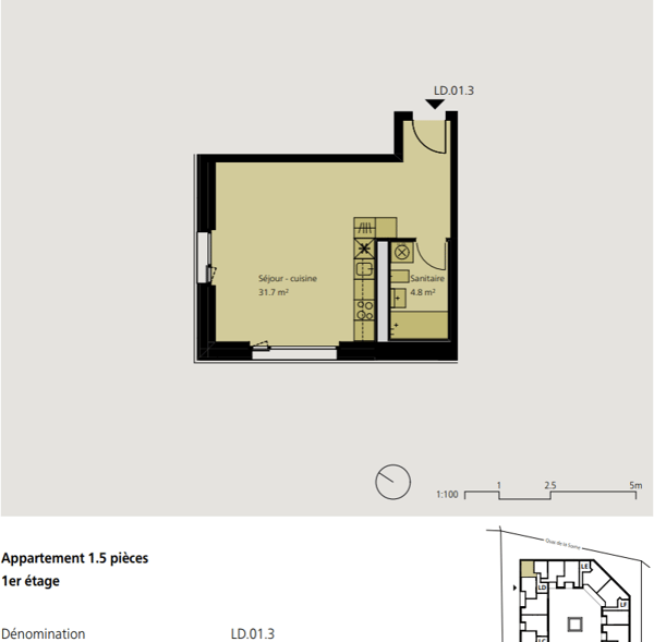 Joli studio à louer au 1er étage à Delémont 2