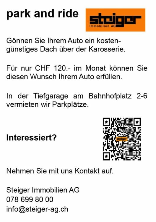 Auto-Einstellhallenplätze in Egerkingen zu vermieten / P + Rail 2