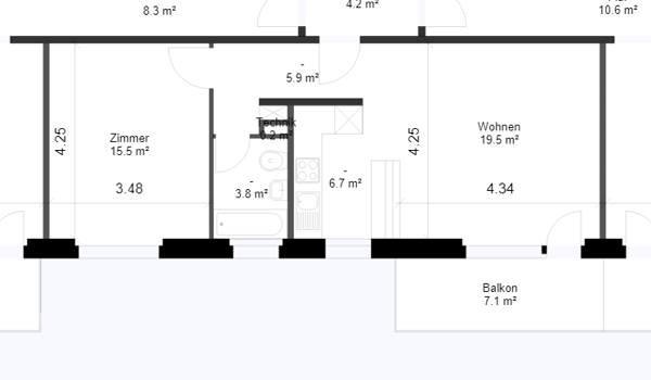 2-Zimmerwohnung mit praktischem Grundri…