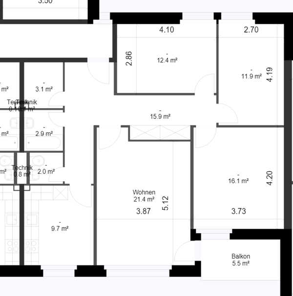 Grosszügige 4.5-Zimmerwohnung mit Balkon in Langwiesen 7