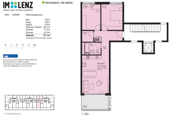 Neuwertige 1.5 Zimmerwohnung mit Sicht aufs Schloss Lenzburg 6