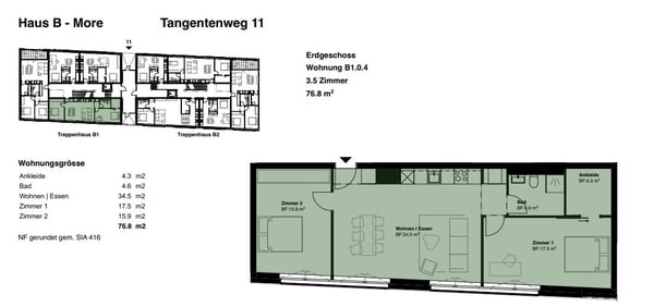 Zentrale 3.5 Zimmerwohnung am Tangentenweg 5
