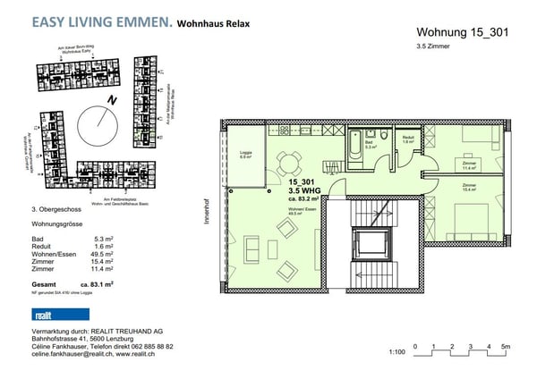 Moderne 3.5-Zimmerwohnung im Feldbreitequartier Emmen 5