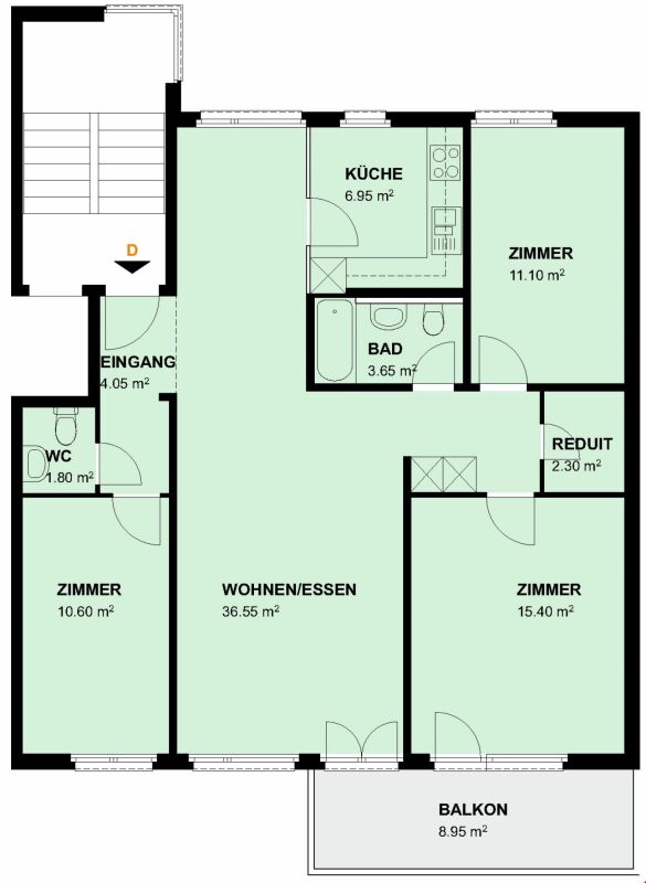 Sonnige, helle Wohnung in schönem Quartier