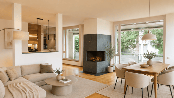 Lichtdurchflutete Wohnung mit Cheminée, Balkon, Terrasse & Ziergarten - Bruderholz