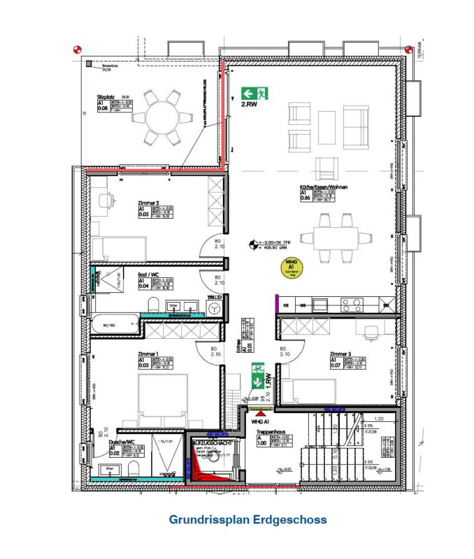 Neubau-Gartenwohnung (w1) mit Sitzplatz, Privatgarten, Lift, Keller und 1 AEHP