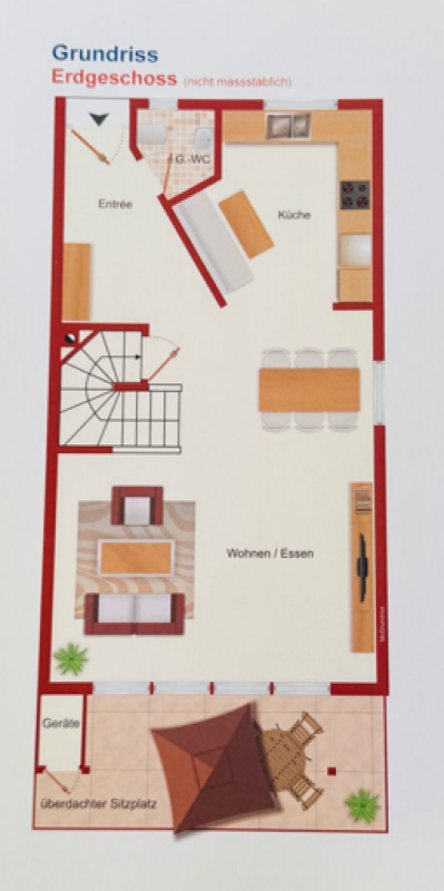 4.5-Zimmer-Eckreihenhaus mit Garten, Garage, Parkplatz & Pizzaofen in Giebenach