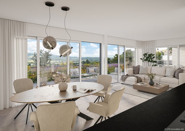 Einzigartige 3.5-Zimmer-Terrassenwohnung mit traumhaftem Weitblick übe 1