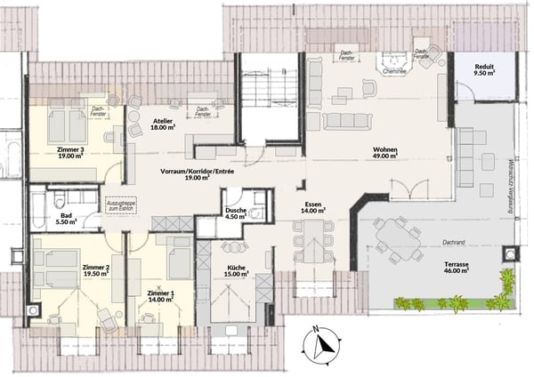 Grosszügige 1.5-Zimmer-Attika-/Dachwohnung mit herrlicher Aussicht 2