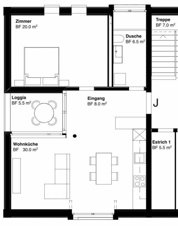 Erstvermietung von 2.5-Zimmer-Dachwohnung 5
