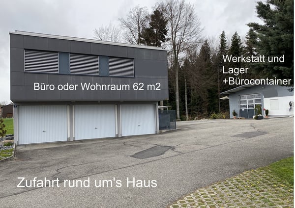 Freistehendes Bürogebäude an ruhiger Lage, inkl. Küche, Bad und Aussicht 1