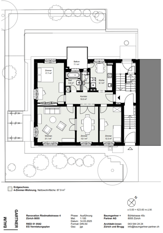 Charmante 4-Zimmer-Wohnung mit sonnigem Balkon zu vermieten 11