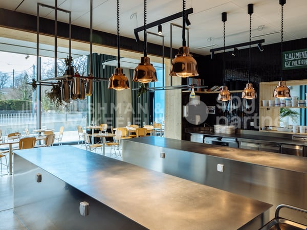 Restaurant de 336 m² avec deux terrasses et dépôt à Charmilles, Genève 2