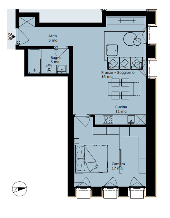 LUGANO CENTRO - AFFITTASI 1.5 LOCALI COMPLETAMENTE ARREDATO (rif. 206) 15
