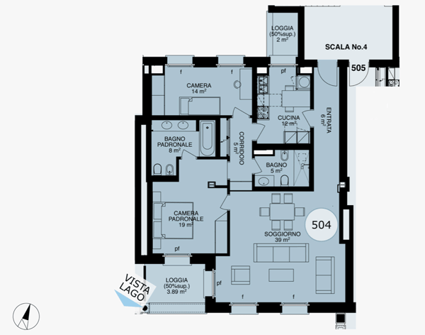 LUGANO-COLLINA D'ORO - AFFITTASI APPARTAMENTO 1.5 LOCALI CON VISTA LAGO (Rif. 504) 15