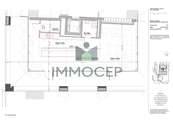 Belle arcade commerciale de 81 m² dans un immeuble neuf à Vieusseux 6