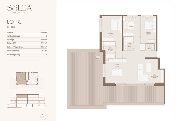 5 pièces en attique avec terrasse de 78 m² 4