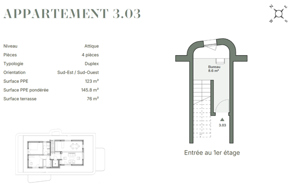 Appartement 4 pièces en attique avec terrasse de 76 m² 5