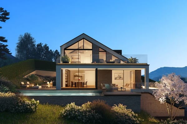 Panoramavilla in Kastanienbaum: Exklusiver Ausbau, Seeblick, Pool & Pr