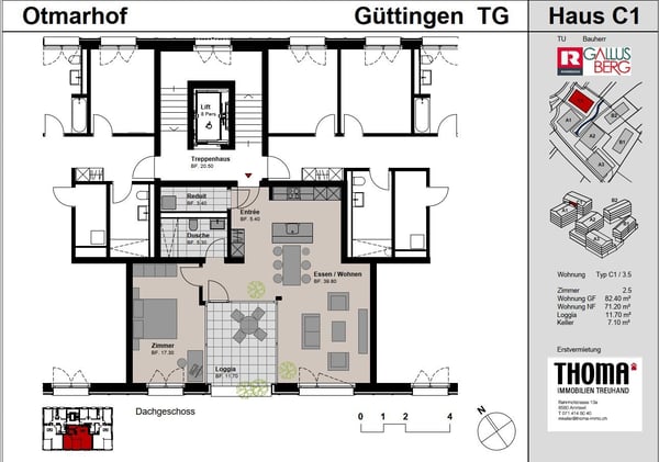 2.5 Zimmer-Dachwohnung mit Loggia und hohen Räumen 9
