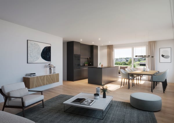 helle, moderne Wohnungen in der Überbauung 