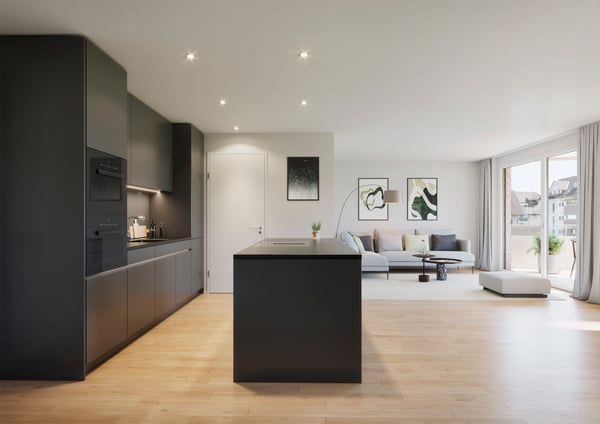 helle, moderne Wohnungen in der Überbauung 