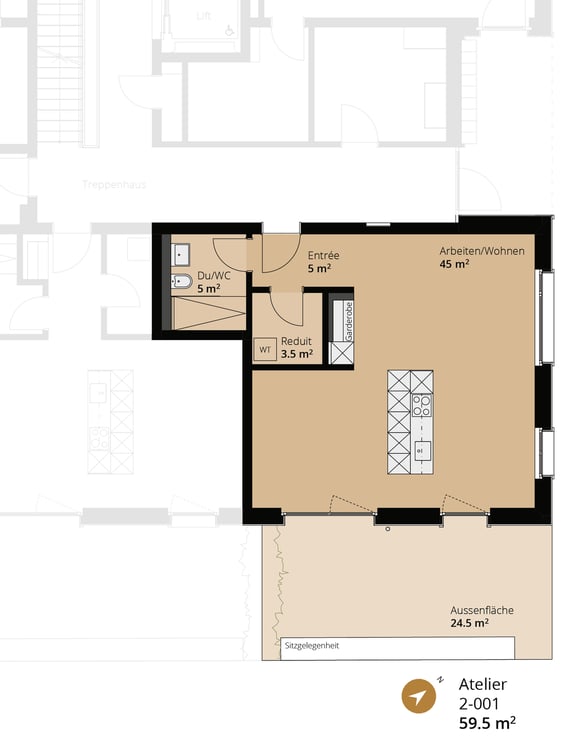 Attraktives Atelier mit Wohnoption im N…
