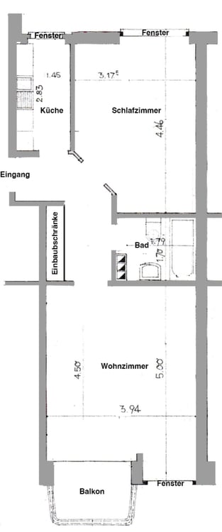Bern Marzili 1-Zi-Wohnung mit Balkon 3. Stock nächst Aare 2