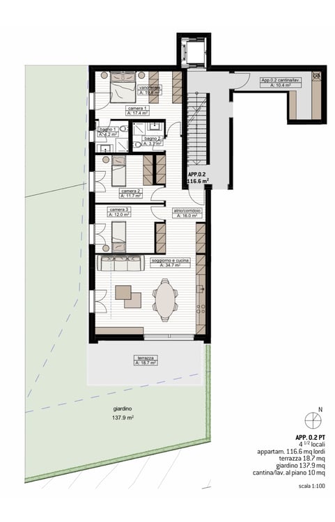 Luminoso 4.1 a Bioggio con giardino 4