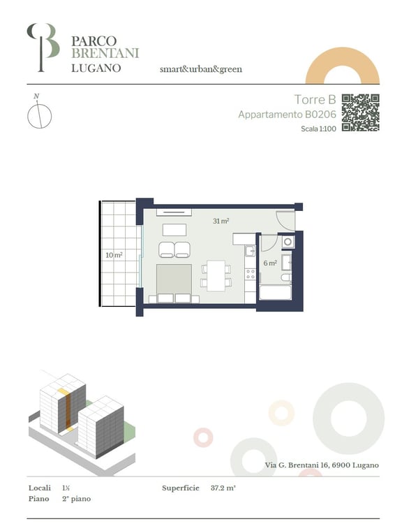 Modern 1.5-room studio apartment for rent CHF 1,180/month 5