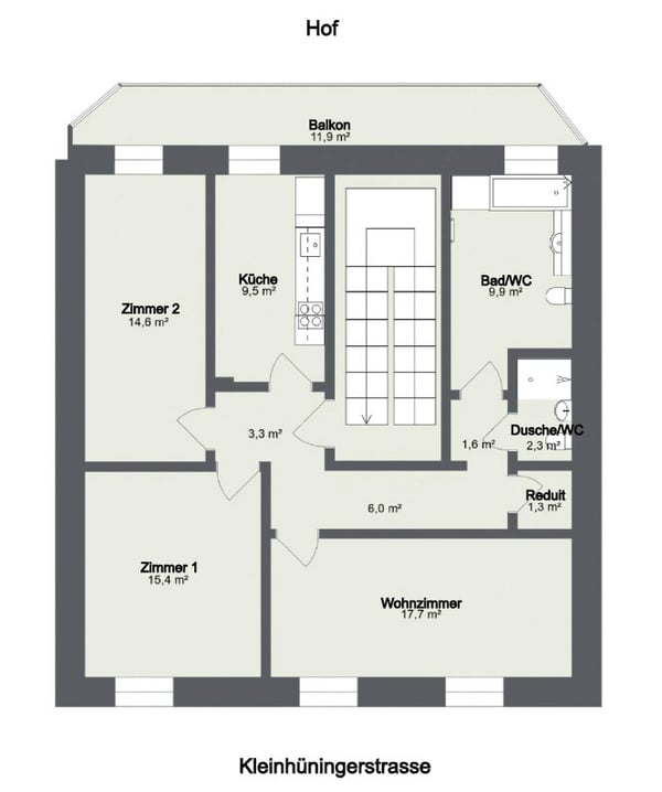 3-Zi Whg m. Balkon & 2 Bädern im Klybeck 5