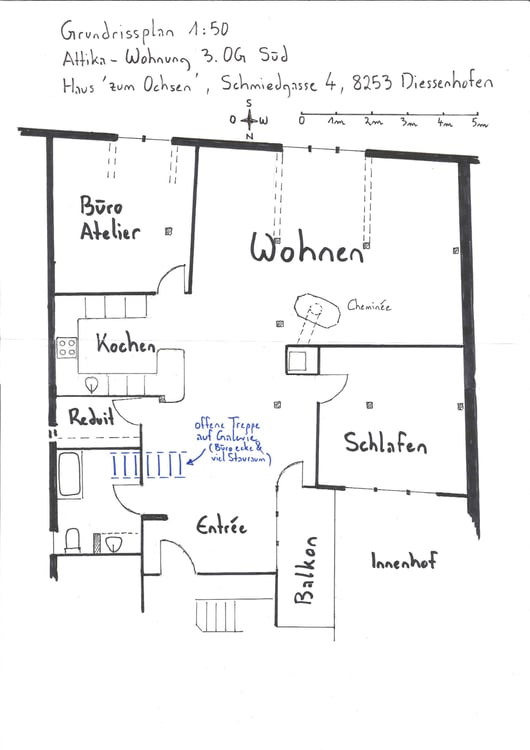 sehr ruhige, sanierte 4-Zi-Altstadt-Dachwohnung mit Balkon 5
