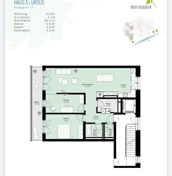 Schöne 3.5 Zimmerwohnung im Zwicky Areal 5