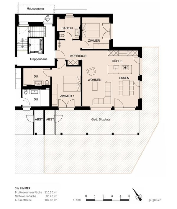 Erstbezug 3.5 Zimmer Wohnung Parterre Neubau Garglas Schiers 2