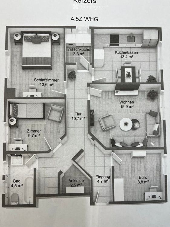 Zu vermieten 4.5 Zimmer Wohnung