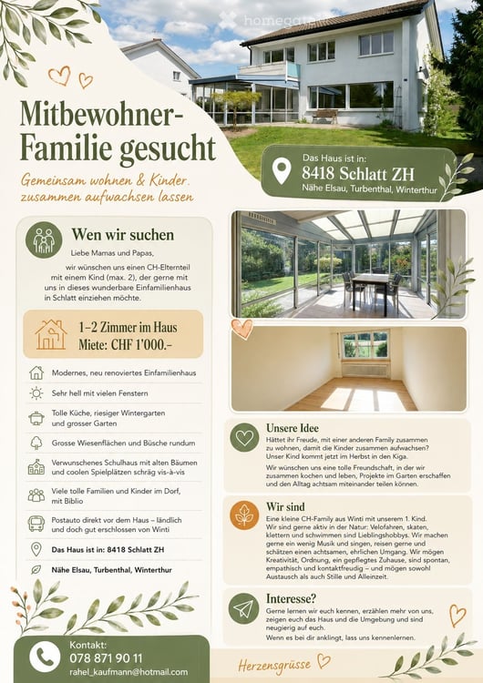 1-2 Zimmer an Elternteil mit Kind zu vermieten 2