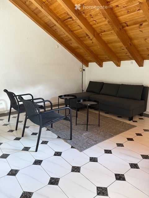 Möblierte Dachwohnung mit sonnigem Balkon und Sichtbalken 1