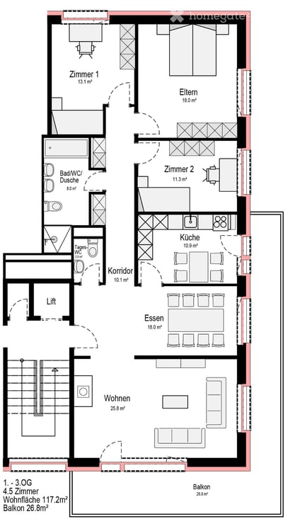 Grosse 4.5-Zimmer-Wohnung (1. OG) 5