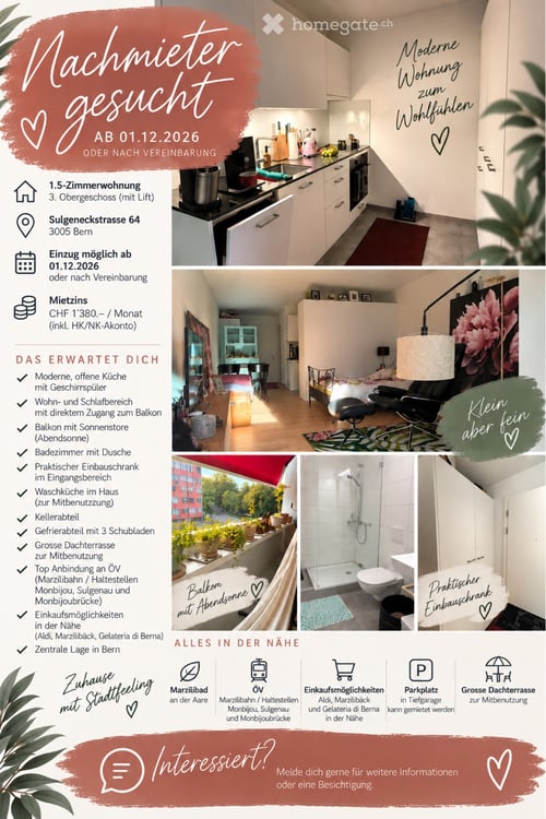 1.5 Zimmerwohnung / Marzili, Bern / Nachmieter gesucht 10