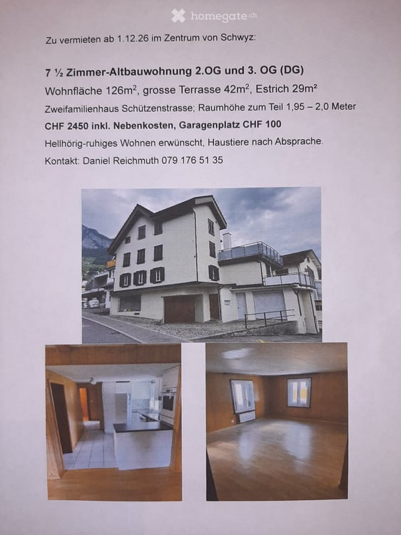 7.5 Zimmer- Altbauwohnung in Schwyz