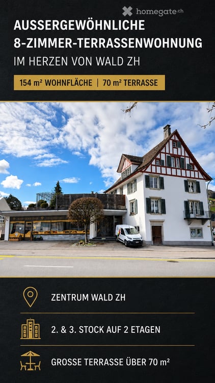 Aussergewöhnliche 8-Zimmer-Terrassenwohnung in Wald ZH 1