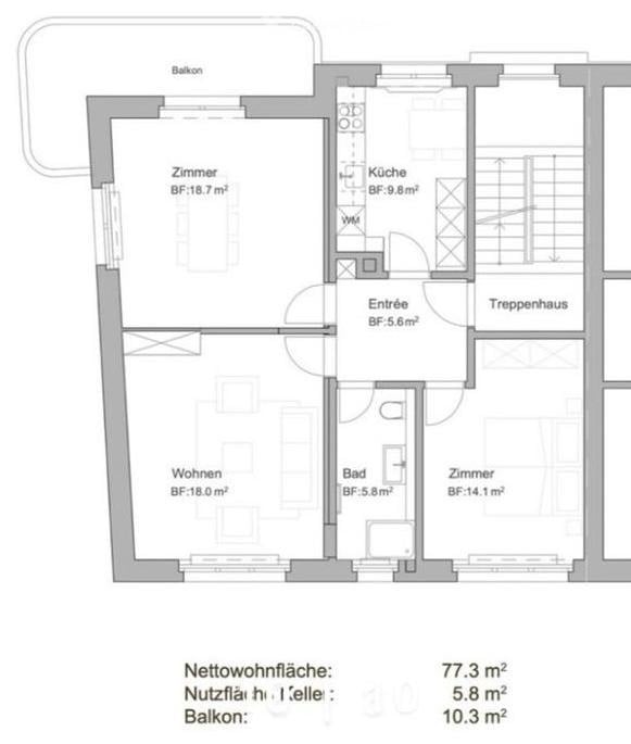 Wohung mit grossem Balkon im Breitenrain zu vermieten 5