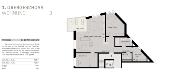 Moderne 3.5-Zimmer-Neubauwohnung mit Balkon in Neuenhof 12